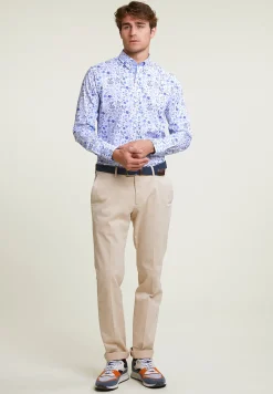 Sale River Woods Custom fit gebloemd hemd blauw/wit -