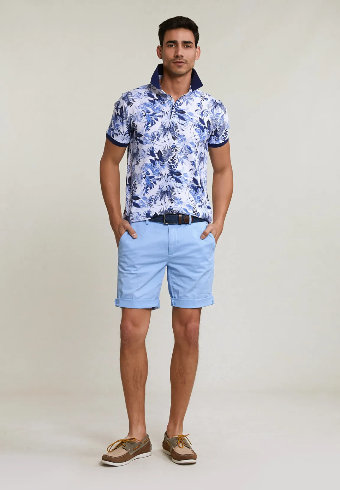 Discount River Woods Custom fit gebloemde katoenen polo écru -