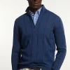 Fashion River Woods Custom fit geribde merinotrui opstaande kraag mykonos blue mix -