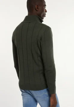 Hot River Woods Custom fit geribde merinotrui opstaande kraag forest mix -