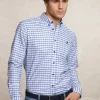 Fashion River Woods Custom fit geruit comfort stretch hemd blauw/wit -