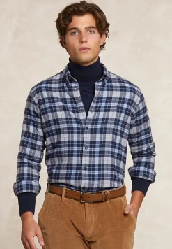 Discount River Woods Custom fit geruit flanellen hemd blauw/grijs -