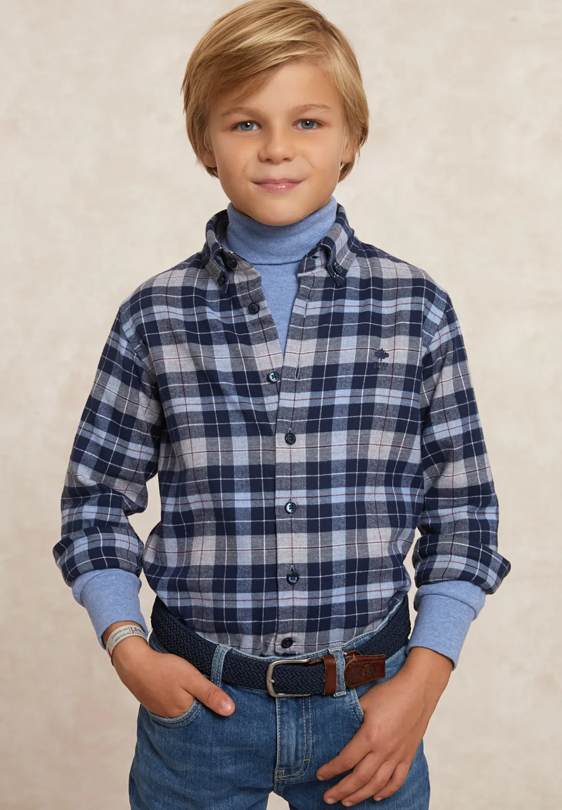 New River Woods Custom fit geruit flanellen hemd blauw/grijs -