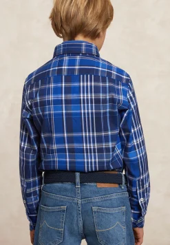 Fashion River Woods Custom fit geruit flanellen hemd blauw/wit -