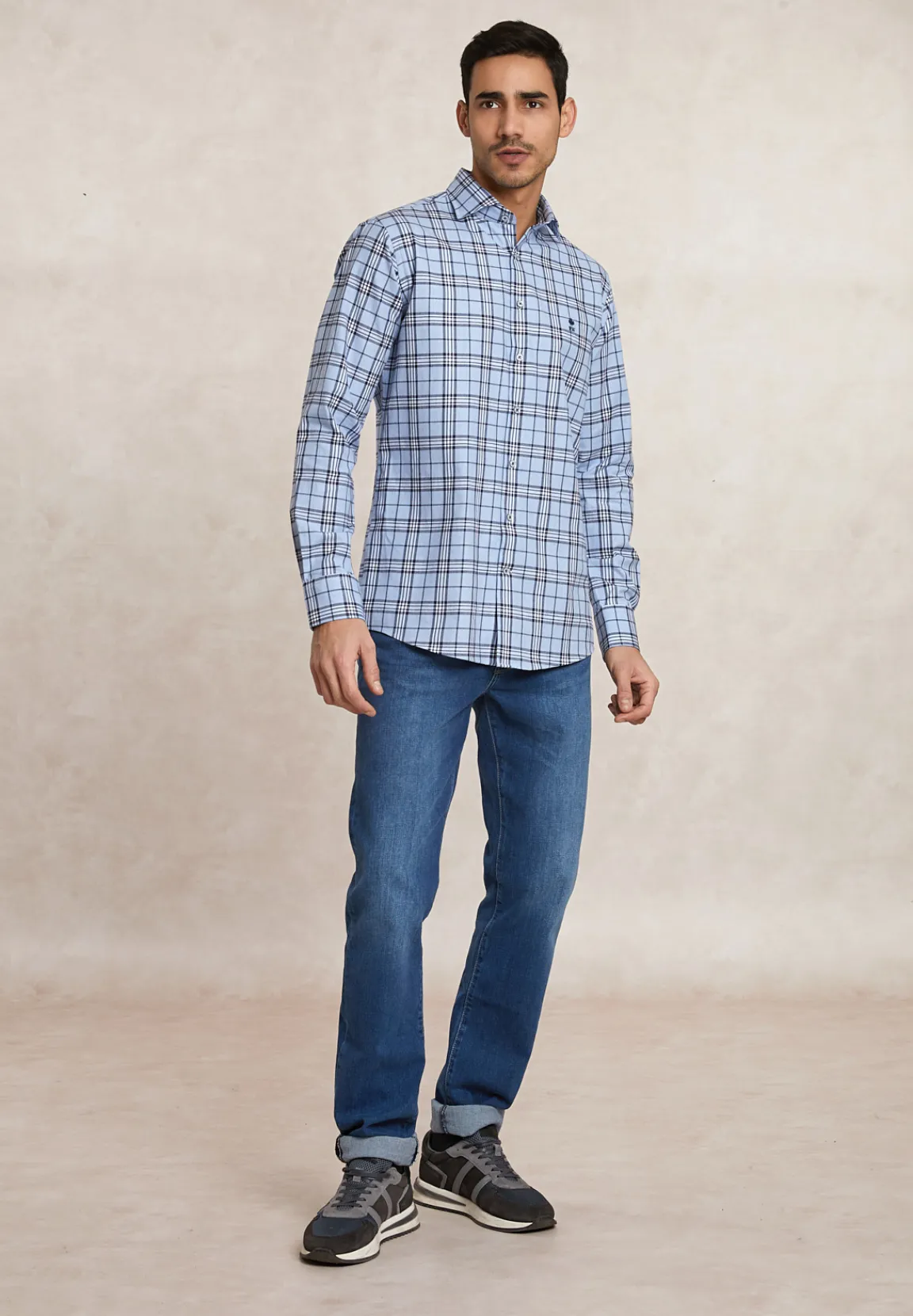 Hot River Woods Custom fit geruit flanellen hemd blauw/wit -