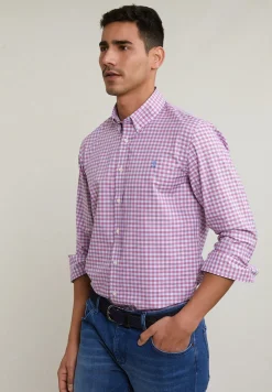 Sale River Woods Custom fit geruit hemd blauw en rood -