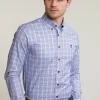New River Woods Custom fit geruit hemd blauw -