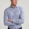 Hot River Woods Custom fit geruit hemd blauw/beige -