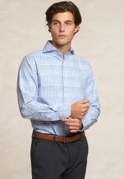 Best River Woods Custom fit geruit hemd blauw/wit -