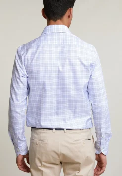 New River Woods Custom fit geruit hemd blauw/wit -