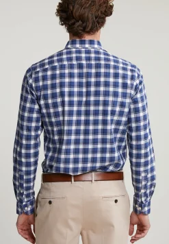 Fashion River Woods Custom fit geruit hemd blauw/wit -