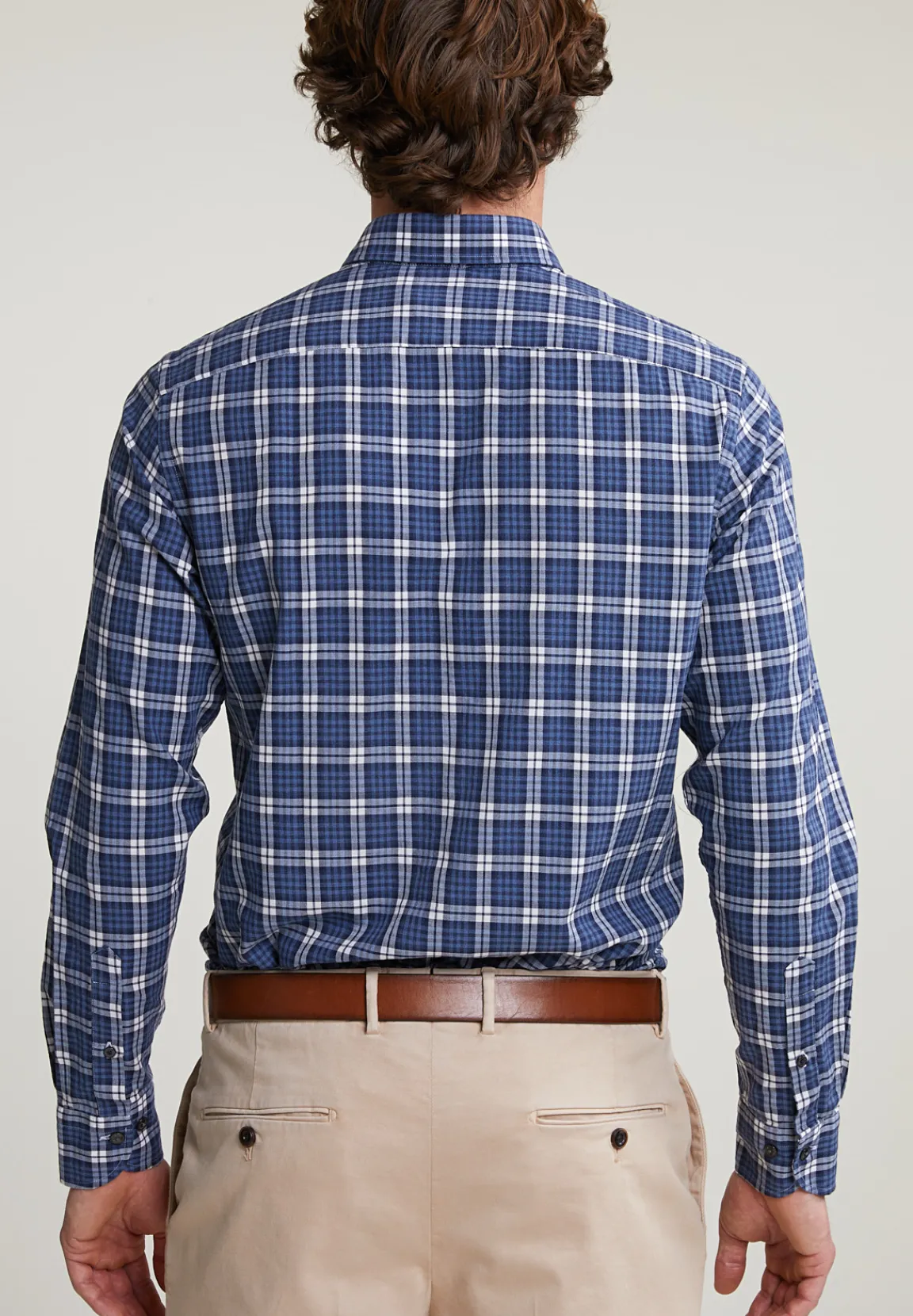 Discount River Woods Custom fit geruit hemd blauw/wit -