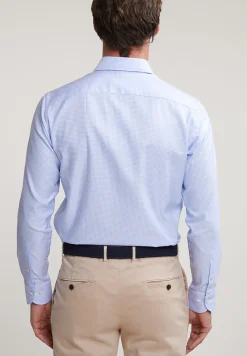 Discount River Woods Custom fit geruit hemd blauw/wit -