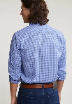 Clearance River Woods Custom fit geruit hemd blauw/wit -