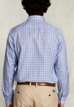 New River Woods Custom fit geruit hemd blauw/wit -