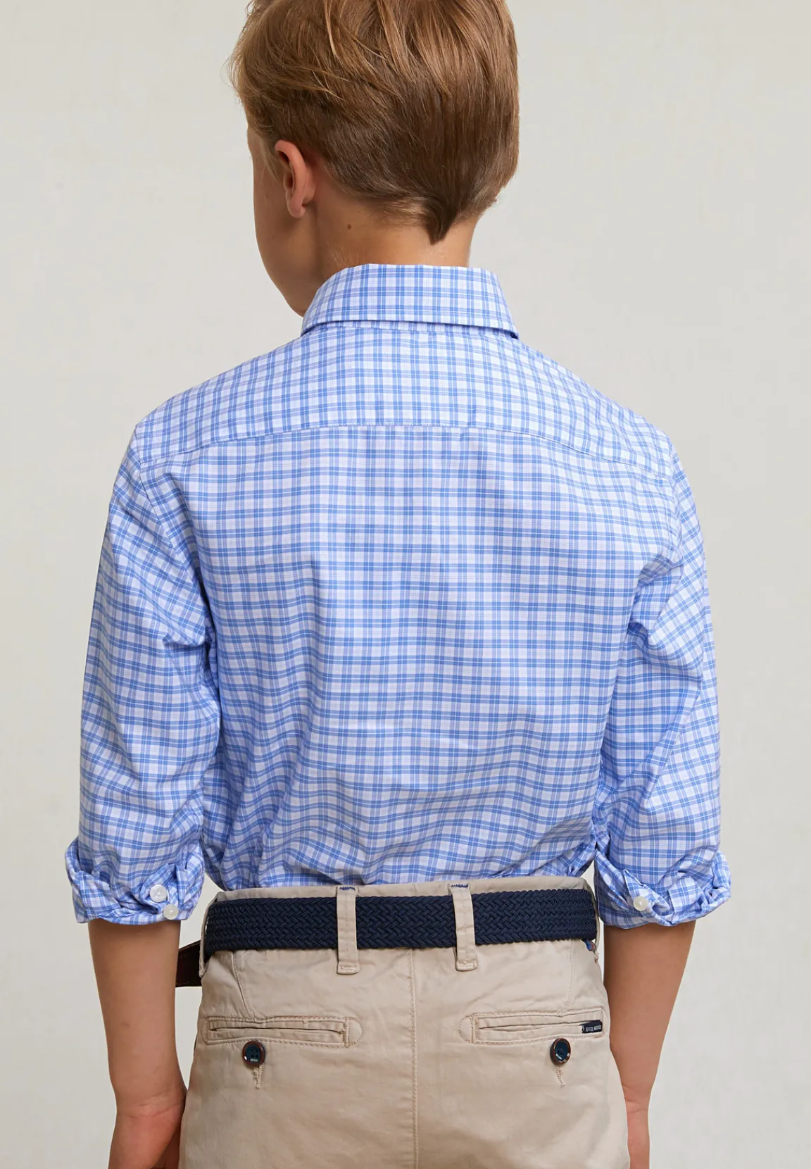 Clearance River Woods Custom fit geruit hemd blauw/wit -