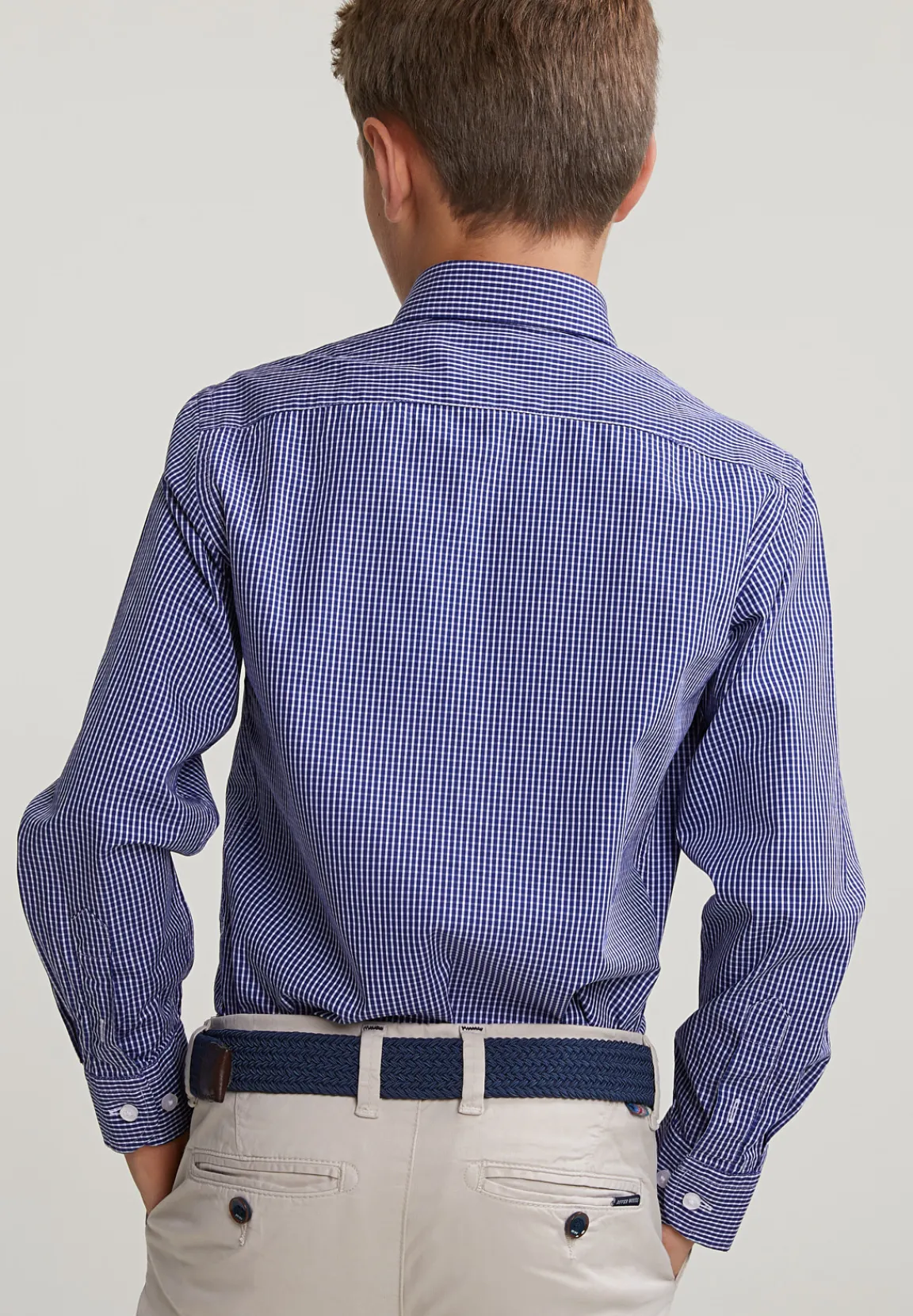 Online River Woods Custom fit geruit hemd blauw/wit -