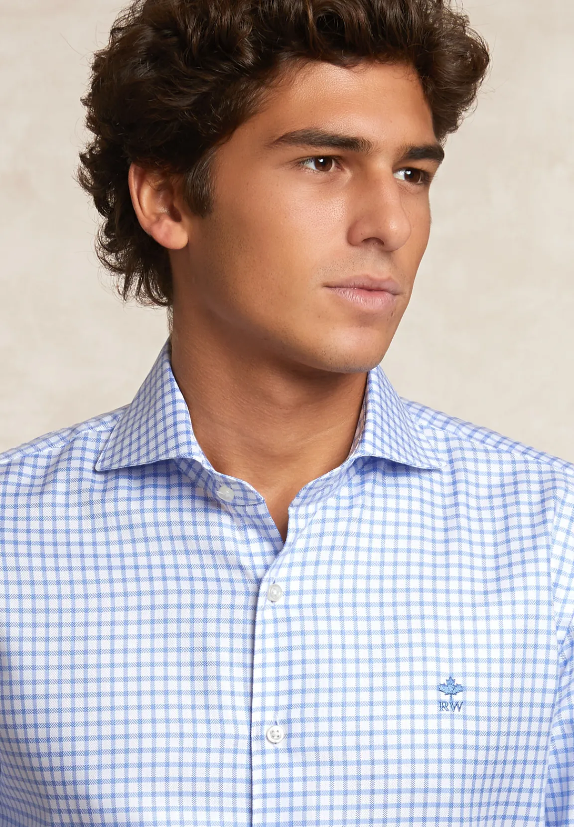 New River Woods Custom fit geruit hemd blauw/wit -