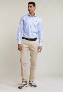 Hot River Woods Custom fit geruit hemd blauw/wit -