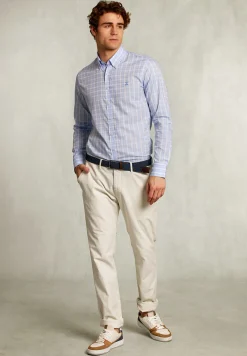 Discount River Woods Custom fit geruit hemd blauw/wit -