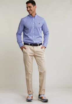 Sale River Woods Custom fit geruit hemd blauw/wit -