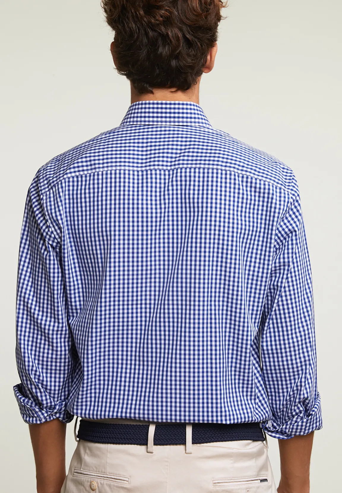 Outlet River Woods Custom fit geruit hemd borstzak blauw/wit -
