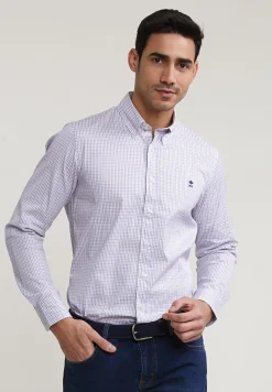 Best River Woods Custom fit geruit hemd bruin/blauw -