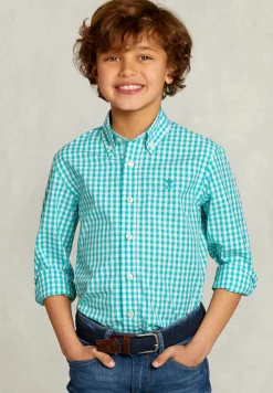 Online River Woods Custom fit geruit hemd groen/wit -