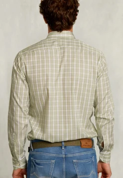Discount River Woods Custom fit geruit hemd groen/wit -