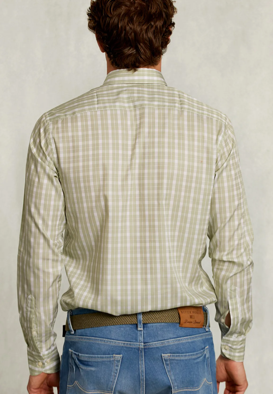 Discount River Woods Custom fit geruit hemd groen/wit -