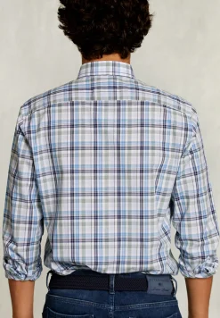 New River Woods Custom fit geruit hemd groen/blauw -