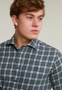 Hot River Woods Custom fit geruit hemd groen/wit -