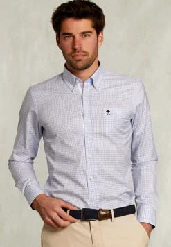 Sale River Woods Custom fit geruit hemd met zak wit/blauw -