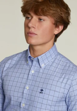 Hot River Woods Custom fit geruit hemd met zak blauw/wit -