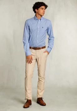 Online River Woods Custom fit geruit hemd met zak blauw/wit -