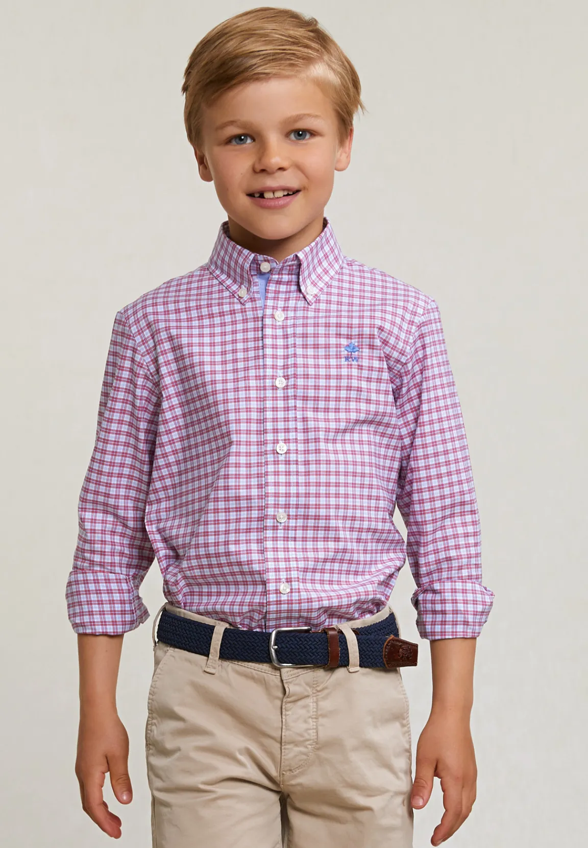 Fashion River Woods Custom fit geruit hemd rood/wit -