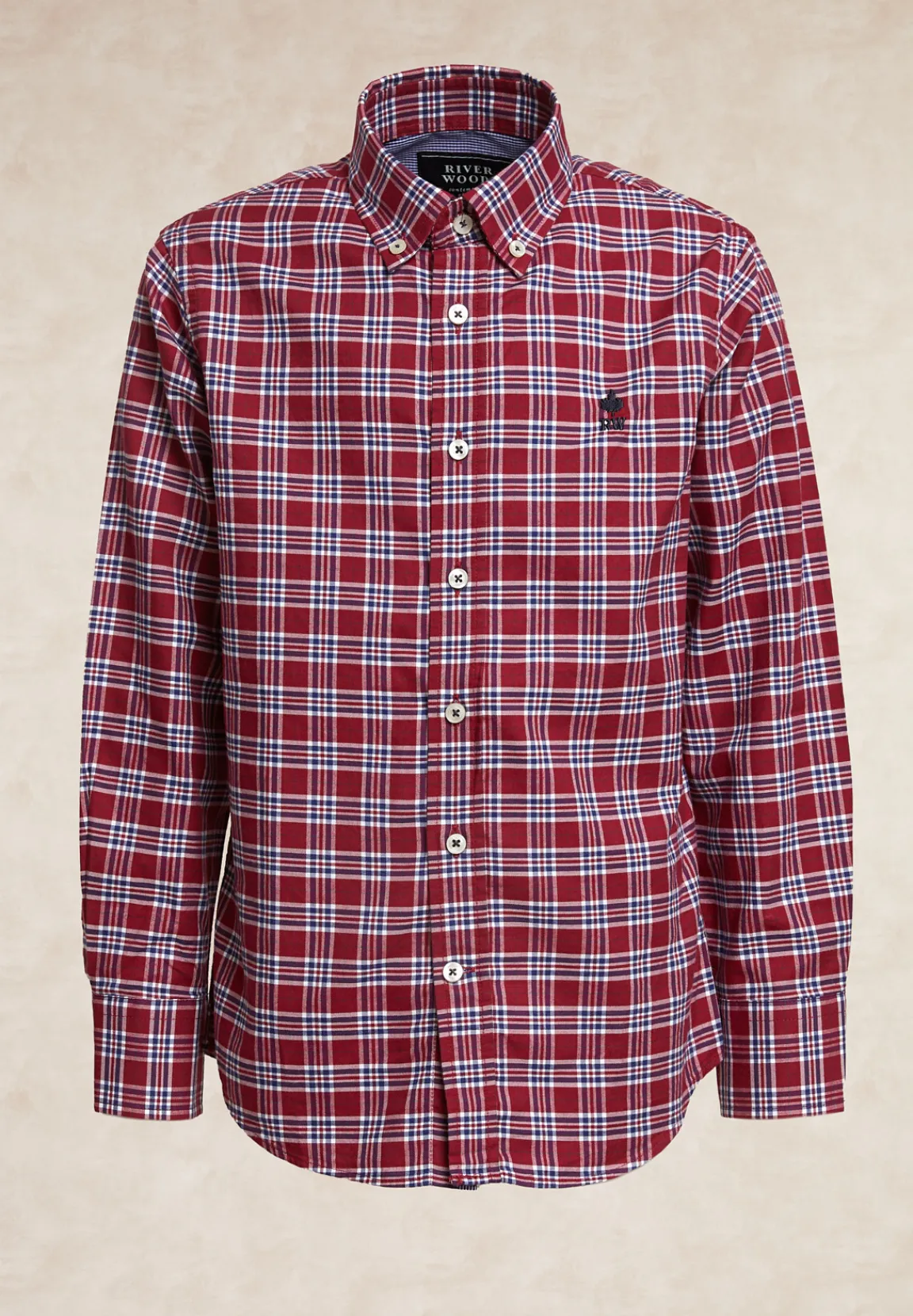 Best River Woods Custom fit geruit hemd rood/blauw -