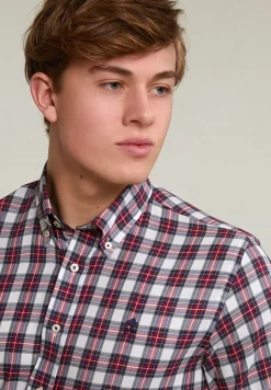 Online River Woods Custom fit geruit hemd rood/beige -