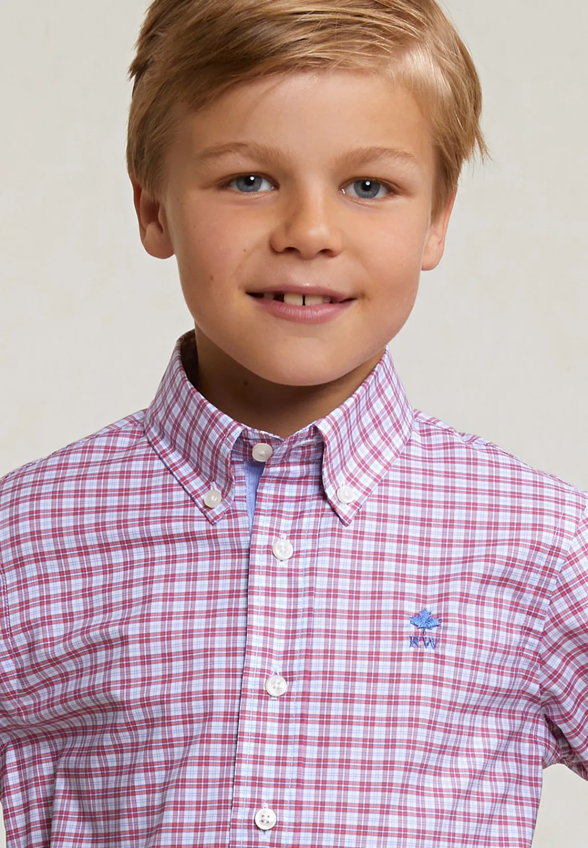 Fashion River Woods Custom fit geruit hemd rood/wit -