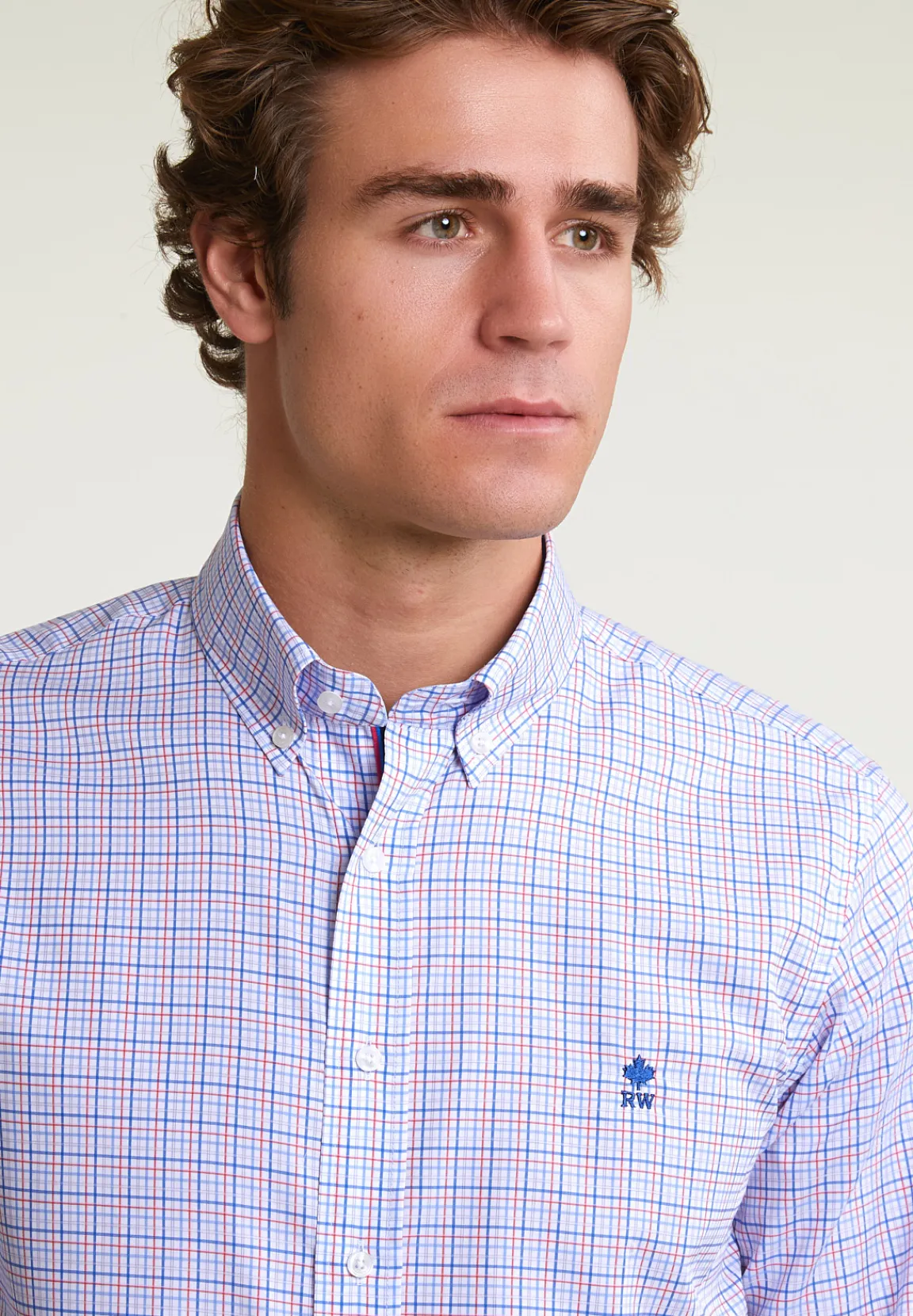 Discount River Woods Custom fit geruit hemd rood/blauw -
