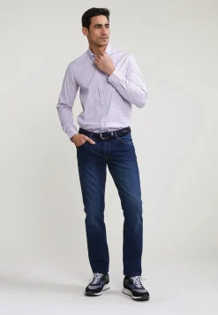 Clearance River Woods Custom fit geruit hemd rood/blauw -