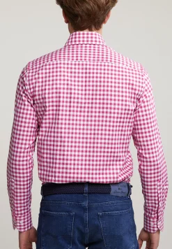 Online River Woods Custom fit geruit hemd wit/rood -