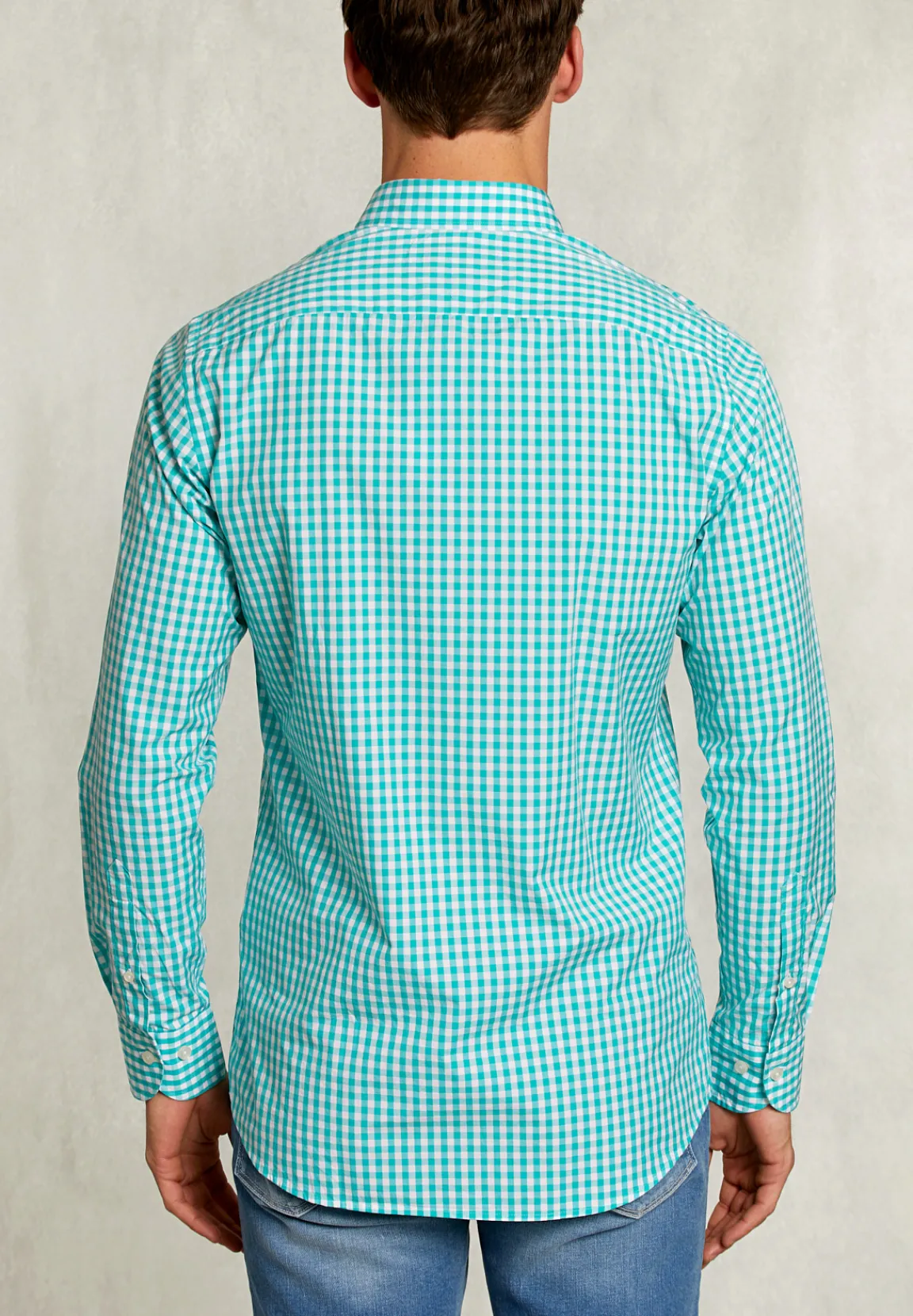Sale River Woods Custom fit geruit hemd wit/groen -