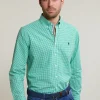 New River Woods Custom fit geruit katoenen hemd groen/wit -