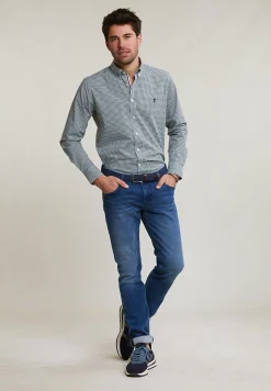 Online River Woods Custom fit geruit katoenen hemd groen/wit -
