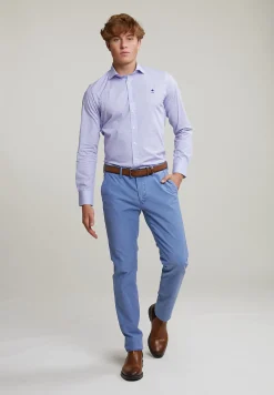 Sale River Woods Custom fit gestipt hemd blauw/rood -