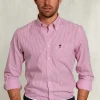 Sale River Woods Custom fit gestreept hemd met zak rood/wit -