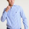 Outlet River Woods Custom fit gestreept hemd blauw/wit -