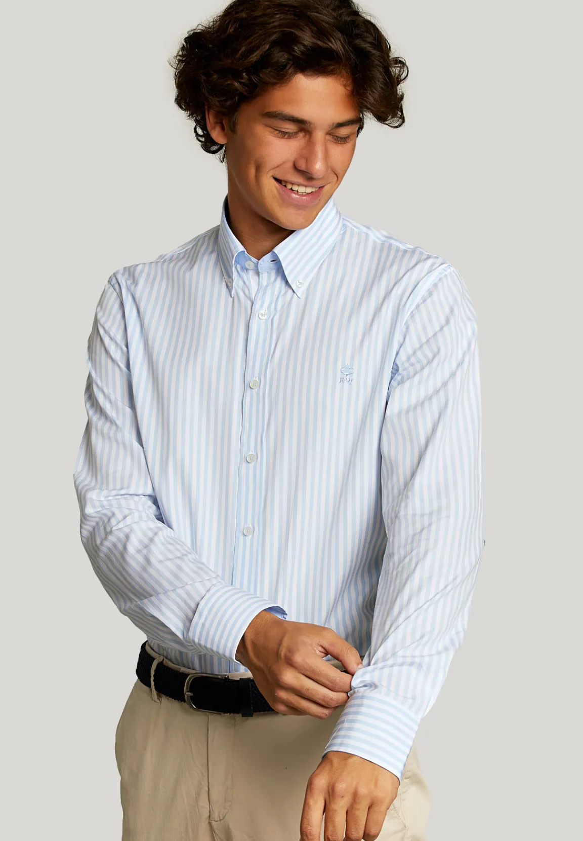 Clearance River Woods Custom fit gestreept hemd in blauw/wit -