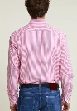 New River Woods Custom fit gestreept hemd roze/wit -